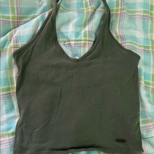 😍Hollister Halter Olive Crop Top